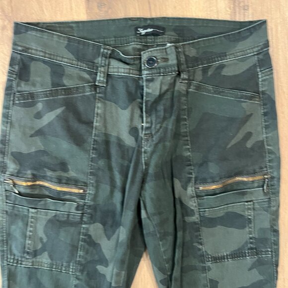 Supplies Green Skinny Camo Jeans Gold Zipper Pockets Size 6 - Picture 6 of 10